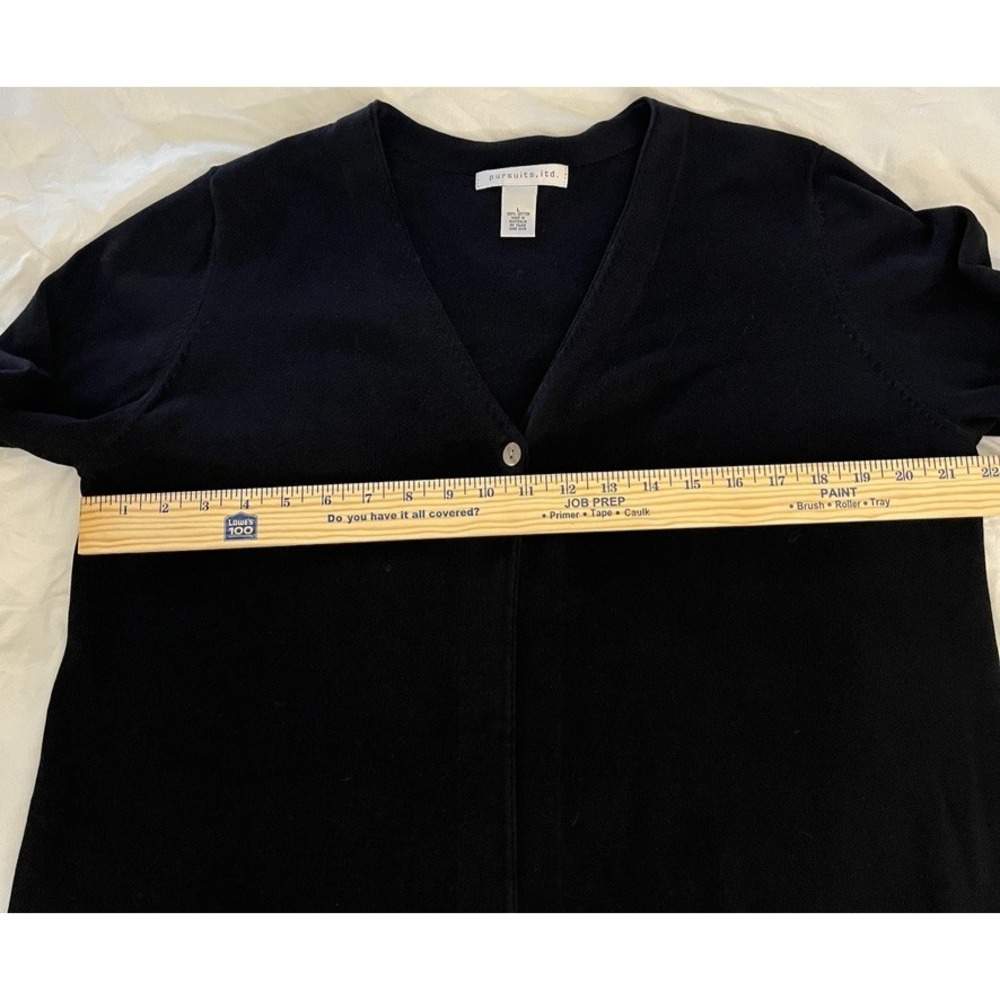 Long Black Cotton Cardigan Minimalist Capsule Wardrobe Open Front L - Picture 6 of 9
